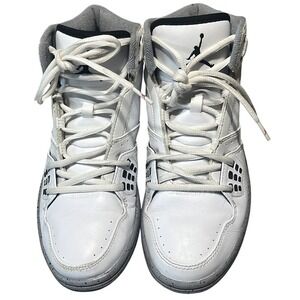 Jordan Flight 23 White Stealth Black Speckled Mid Top Sneakers 372704-120 Mens 8